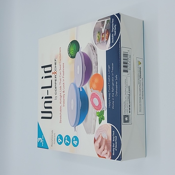 Uni-lid by copper chef bundle of 4 each Box contains 3 piece set - Picture 7 of 8